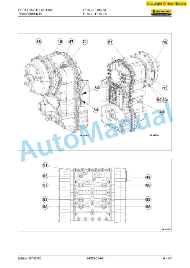 New Holland F106.7, F106.7A, F156.7, F156.7A Tier III Grader Service Manual 84329014A-2
