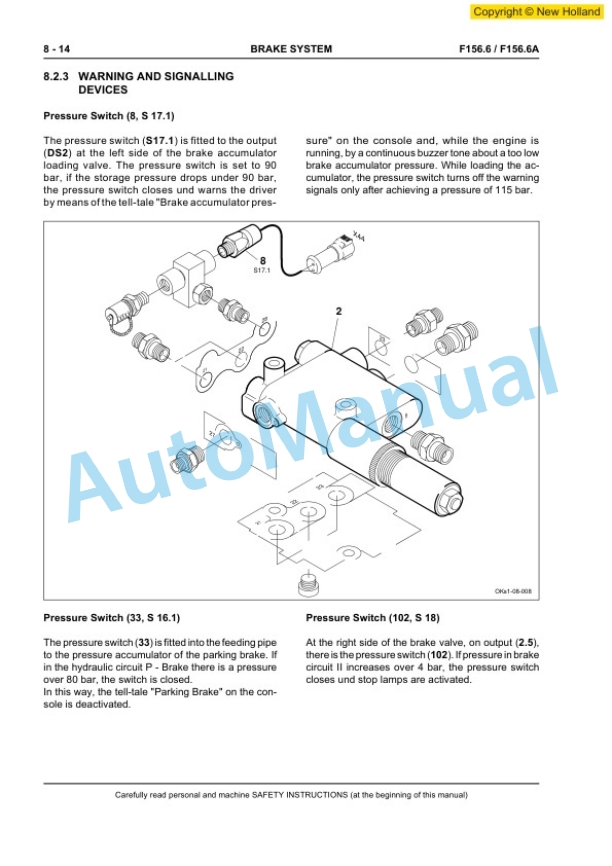New Holland F156.6, F156.6A Grader Workshop Manual 60413572EN-5