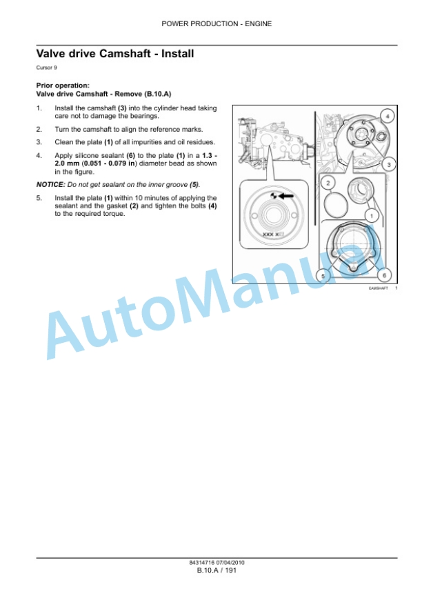 New Holland F2CE9684, F3AE9684 Tier 3 Cursor Engine Service Manual 84314716-3