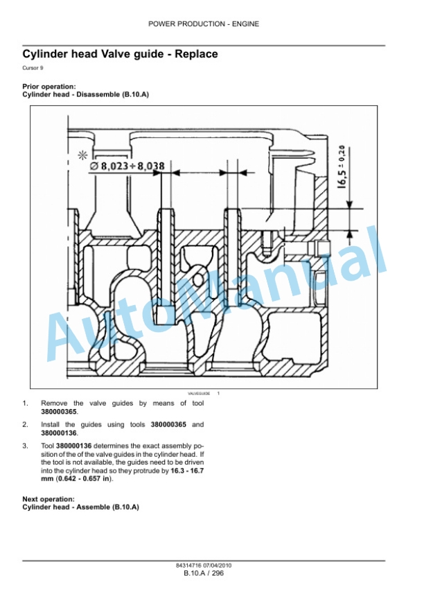 New Holland F2CE9684, F3AE9684 Tier 3 Cursor Engine Service Manual 84314716-4