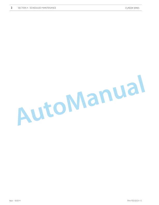 New Holland F3HFE613 Cursor Series Tier 4B - Stage IV Engine Repair Manual P2D32C011E-3