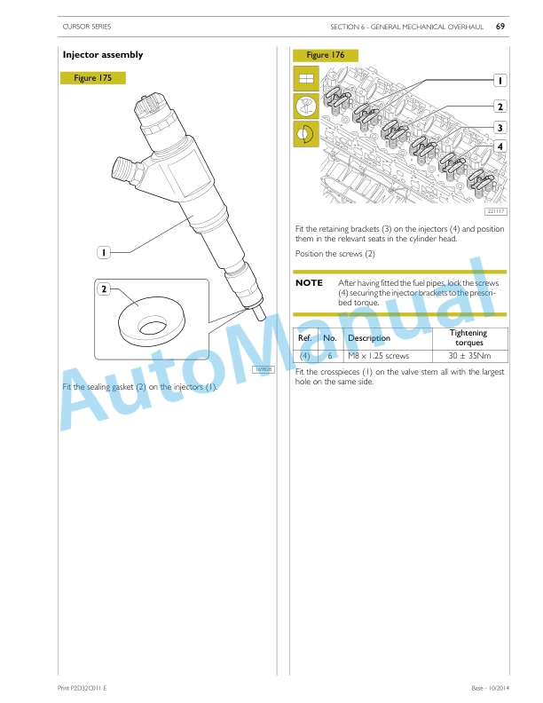 New Holland F3HFE613 Cursor Series Tier 4B - Stage IV Engine Repair Manual P2D32C011E-5
