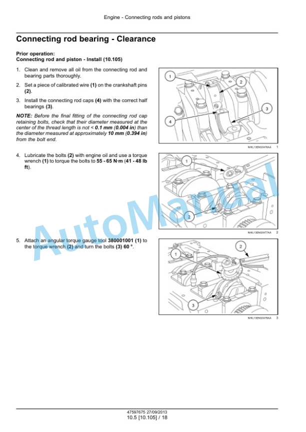 New Holland F4CE9484 - F4HE9687 NEF Tier 3 Engine Service Manual 47597675-3