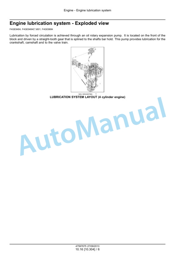 New Holland F4CE9484 - F4HE9687 NEF Tier 3 Engine Service Manual 47597675-5