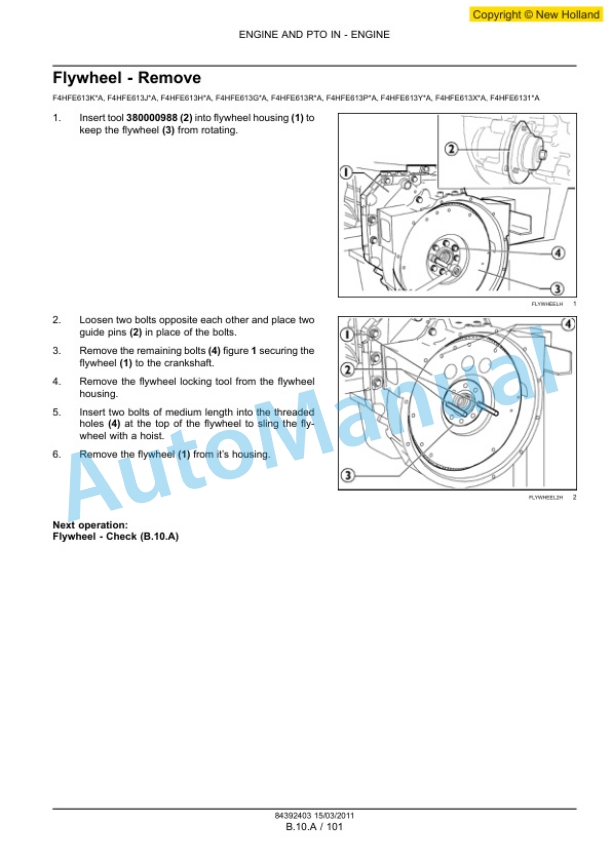 New Holland F4DFE613A-A, F4DFE613B-A, F4DFE613C-A, F4DFE613D-A, F4DFE613G-A, F4DFE613H-A, F4DFE613J-A, F4DFE613K Service Manual 84392403-3