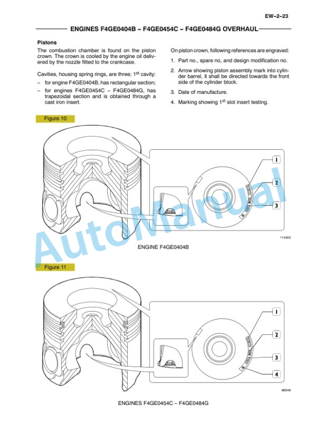 New Holland F4GE0404B, F4GE0454C, F4GE0484G Engine Repair Manual 60413694-3
