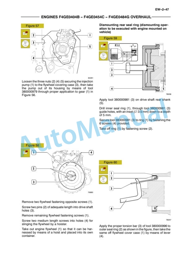 New Holland F4GE0404B, F4GE0454C, F4GE0484G Engine Repair Manual 60413694-4