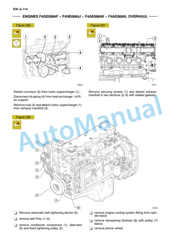 New Holland F4GE0484E, F4GE0684F, F4HE0684J, F4AE0684K, F4AE0684L Engine Repair Manual 60413639-5