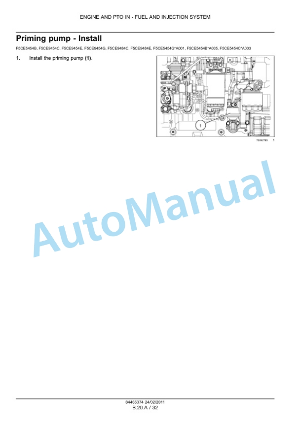 New Holland F5AE5484A, F5AE9454A, F5AE9454D, F5AE9454J, F5AE9454L, F5AE9484A, F5AE9484B, F5AE9484G, F5AE9484K, F5CE5454B Service Manual 84465374-4