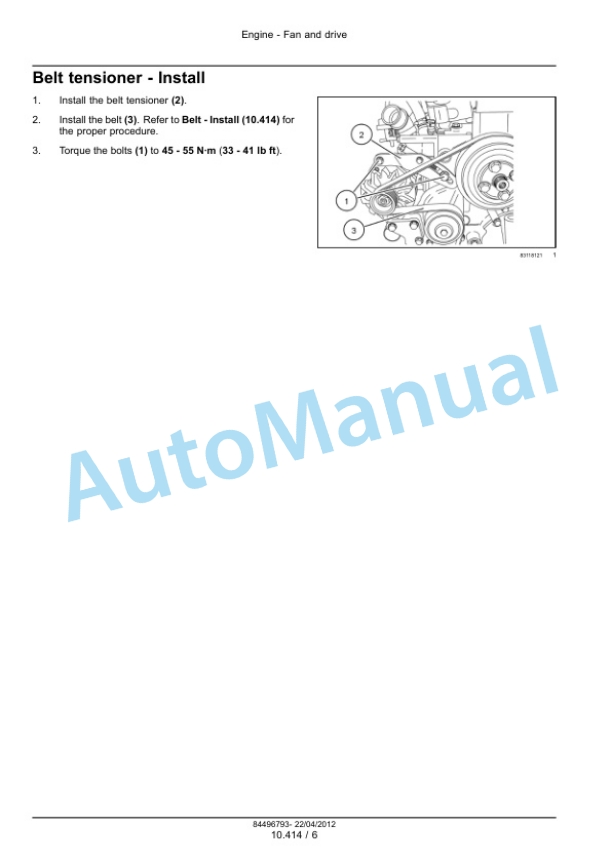 New Holland F5DFL413AA001, F5HFL413CA001 Service Manual 84496793-5
