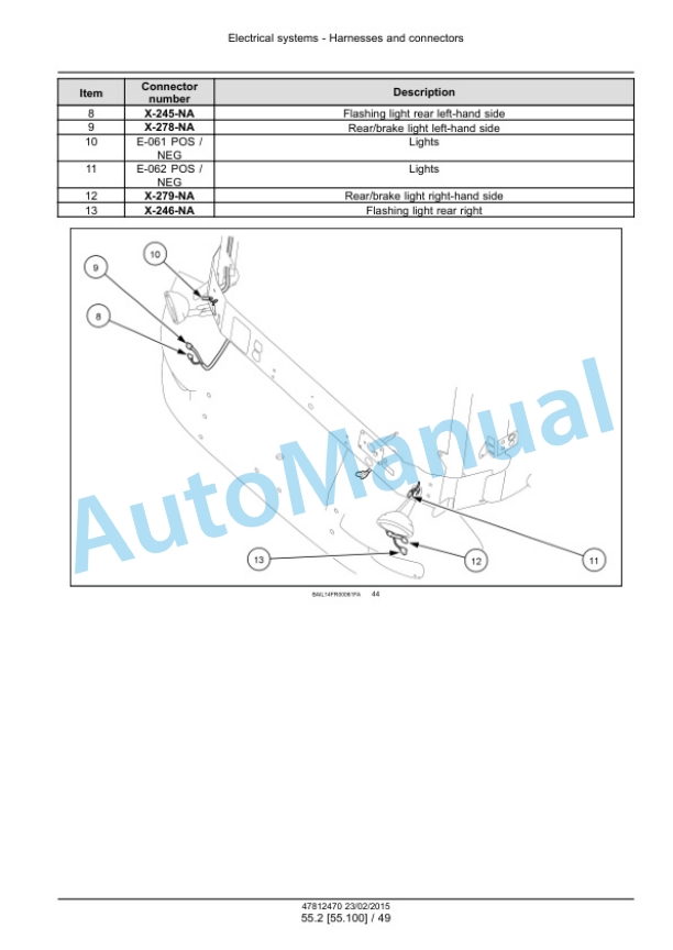 New Holland FR450, FR500, FR600, FR700, FR850 Forage Harvester Service Manual 47849556-3