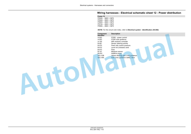 New Holland FR450, FR500, FR600, FR700, FR850 Forage Harvester Service Manual 47849556-4