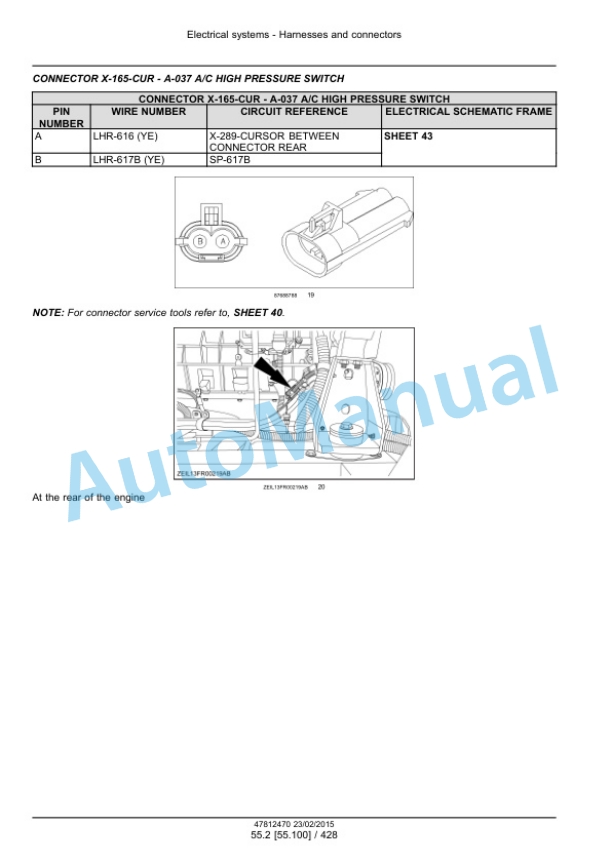 New Holland FR450, FR500, FR600, FR700, FR850 Forage Harvester Service Manual 47849557-4