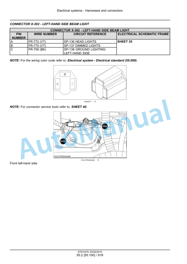 New Holland FR450, FR500, FR600, FR700, FR850 Forage Harvester Service Manual 47849558-2