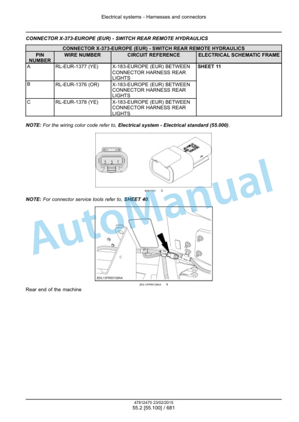 New Holland FR450, FR500, FR600, FR700, FR850 Forage Harvester Service Manual 47849558-3