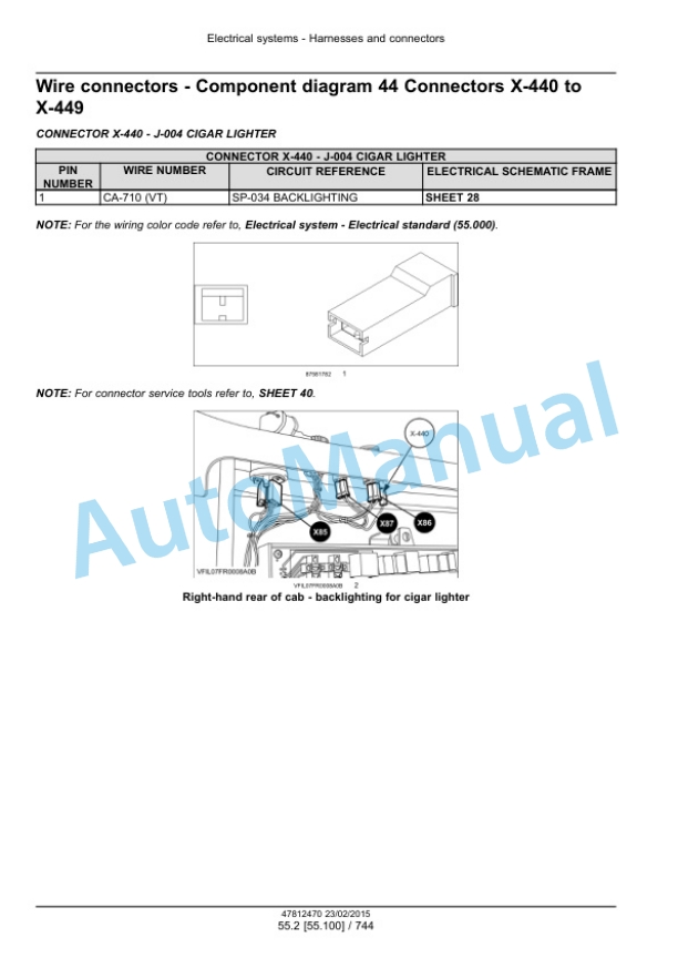 New Holland FR450, FR500, FR600, FR700, FR850 Forage Harvester Service Manual 47849558-4