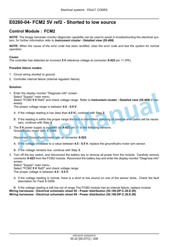 New Holland FR450, FR500, FR600, FR700, FR850 Forage Harvester Service Manual 47849560-4