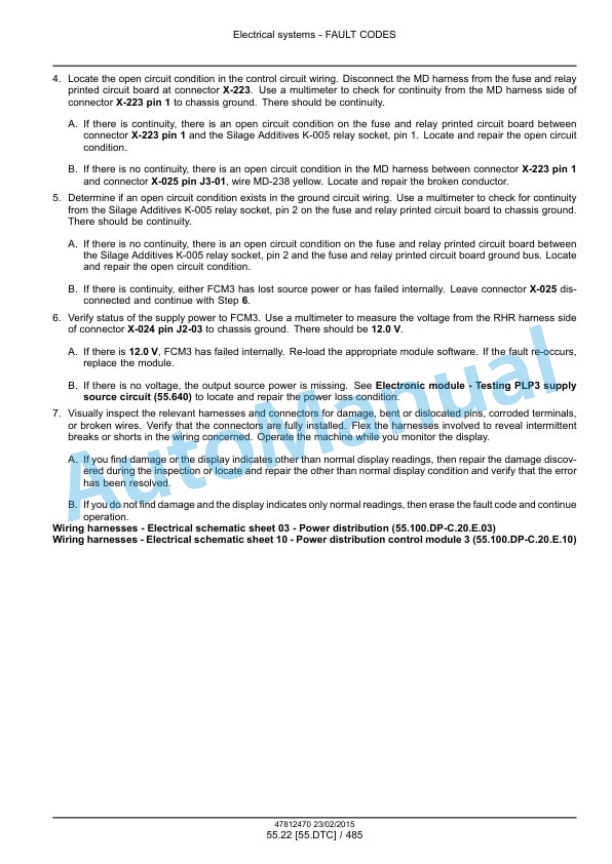New Holland FR450, FR500, FR600, FR700, FR850 Forage Harvester Service Manual 47849561-3