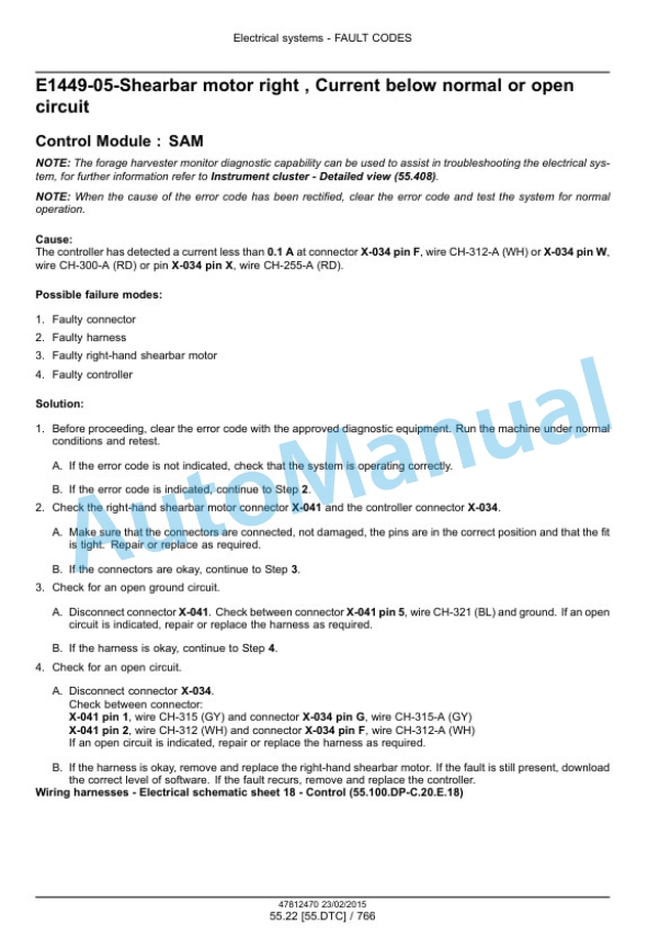 New Holland FR450, FR500, FR600, FR700, FR850 Forage Harvester Service Manual 47849562-2
