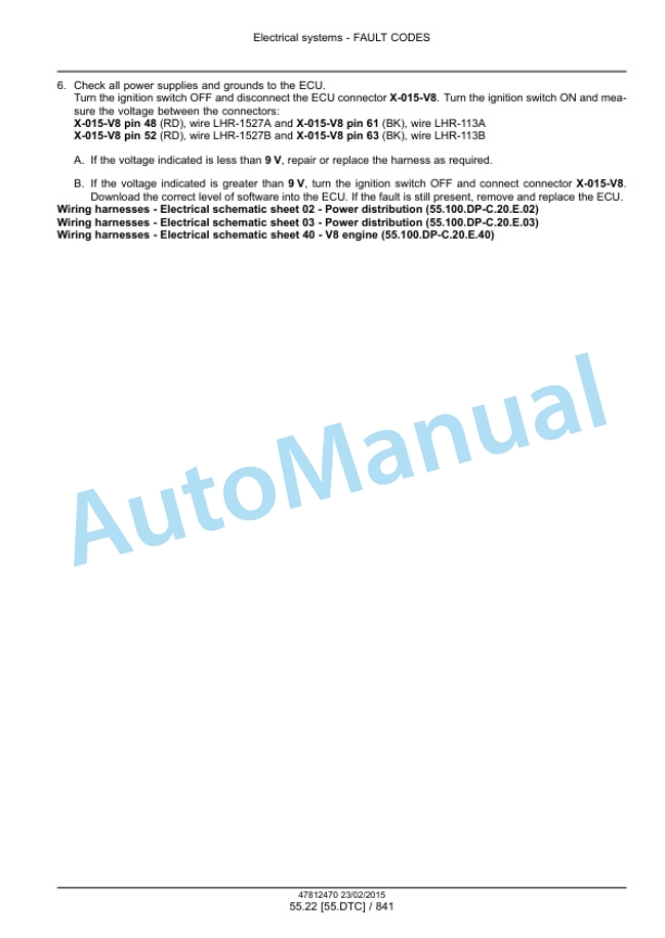 New Holland FR450, FR500, FR600, FR700, FR850 Forage Harvester Service Manual 47849562-3