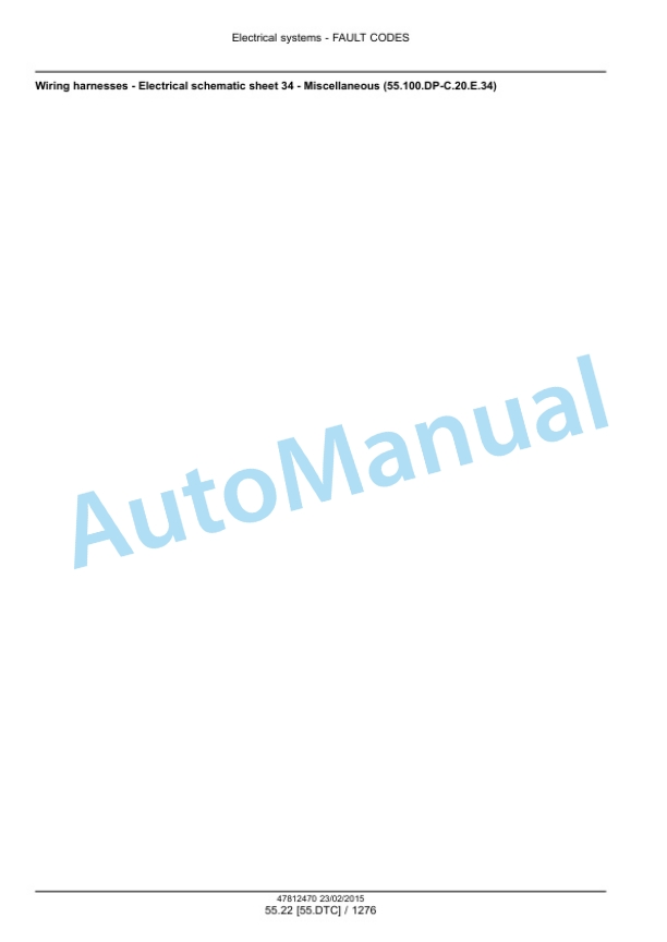 New Holland FR450, FR500, FR600, FR700, FR850 Forage Harvester Service Manual 47849563-4
