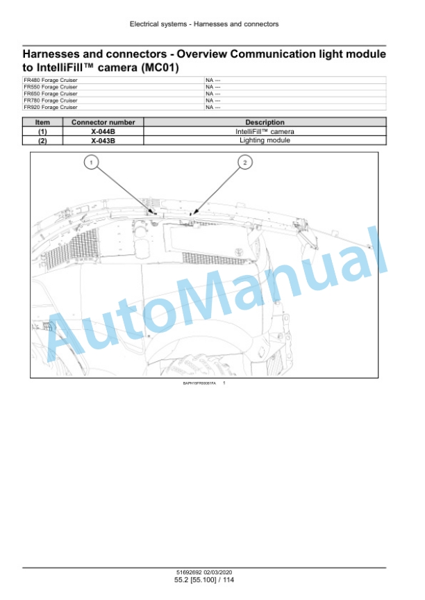 Alternative view of New Holland FR480, FR550, FR650, FR780, FR920 Forage Harvester Service Manual 51692692