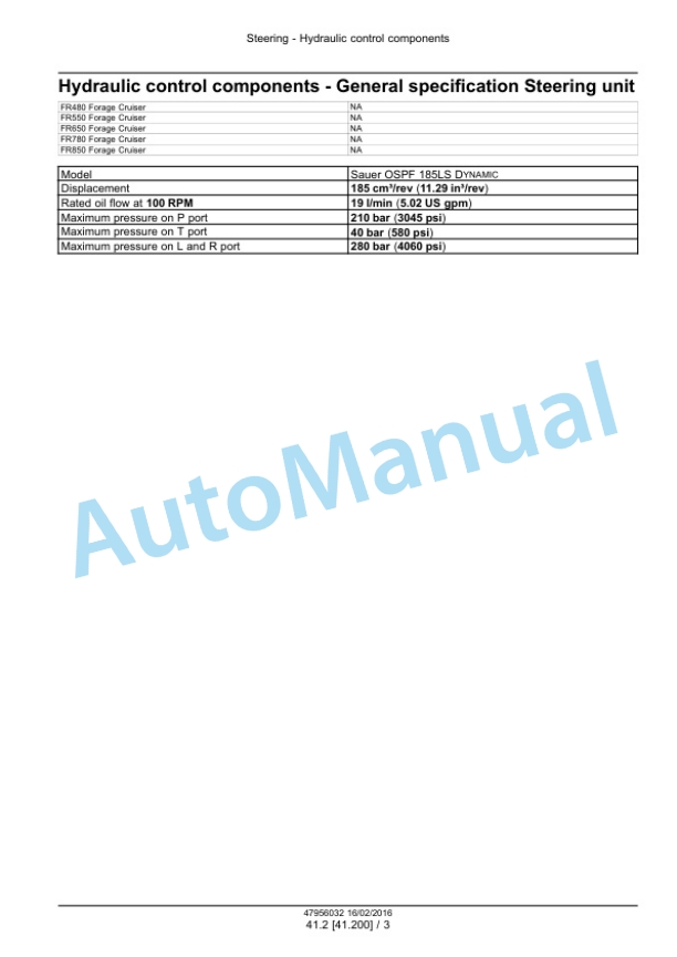 Alternative view of New Holland FR480, FR550, FR650, FR780 Tier 4B Final, FR850 Tier 2 Forage Harvester Service Manual 47985291