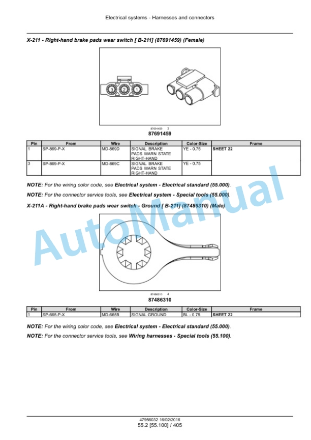 New Holland FR480, FR550, FR650, FR780 Tier 4B Final, FR850 Tier 2 Forage Harvester Service Manual 47985293-2
