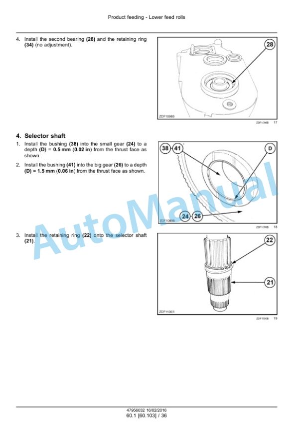 Alternative view of New Holland FR480, FR550, FR650, FR780 Tier 4B Final, FR850 Tier 2 Forage Harvester Service Manual 47985300