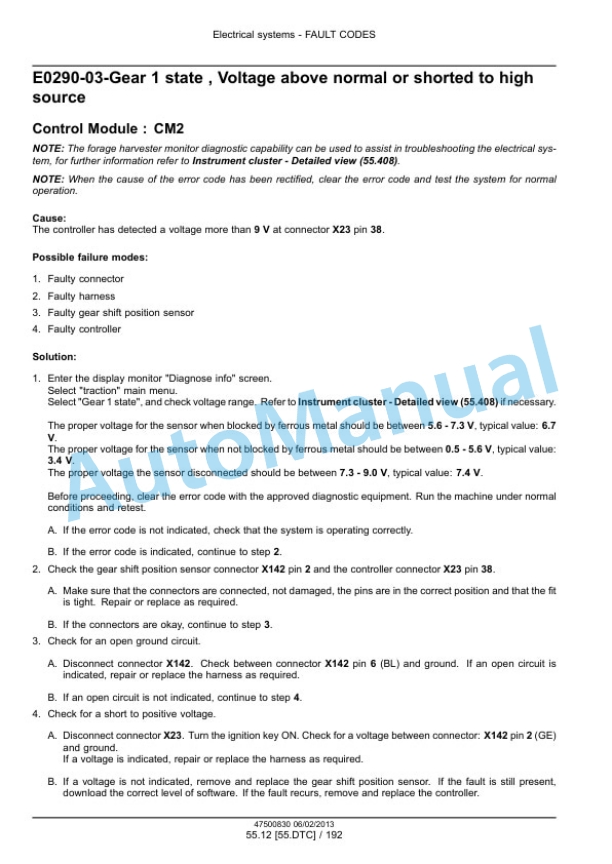 New Holland FR9040, FR9050, FR9060, FR9080, FR9090 Forage Harvester Service Manual 47500838-4