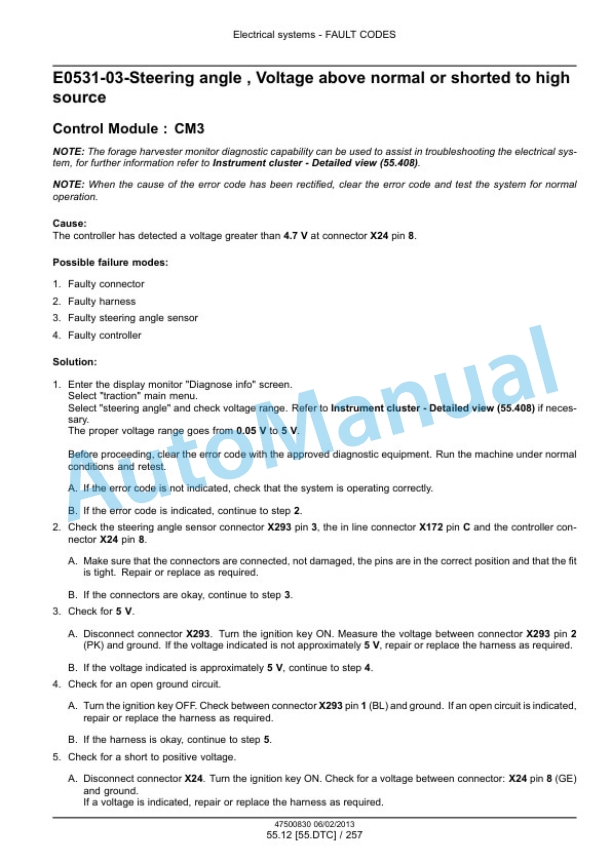 New Holland FR9040, FR9050, FR9060, FR9080, FR9090 Forage Harvester Service Manual 47500838-5