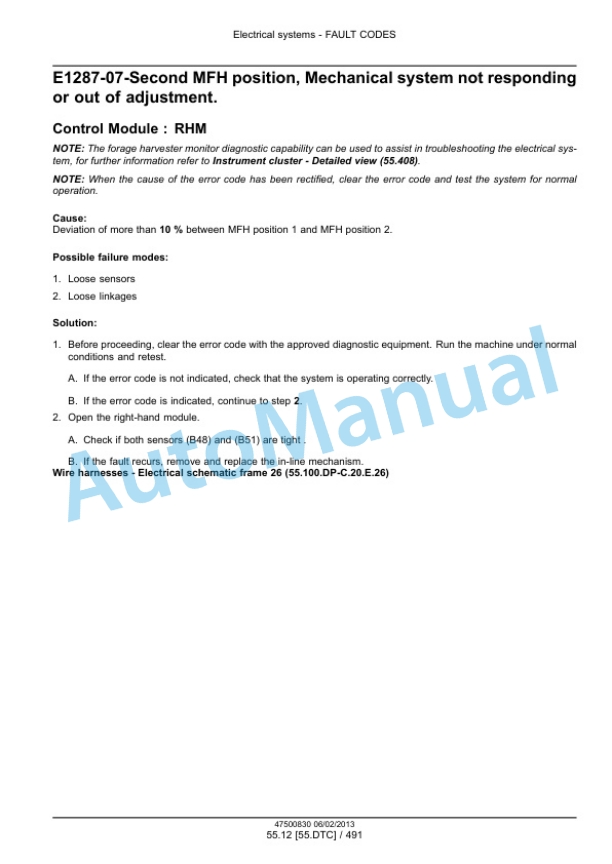 New Holland FR9040, FR9050, FR9060, FR9080, FR9090 Forage Harvester Service Manual 47500839-3
