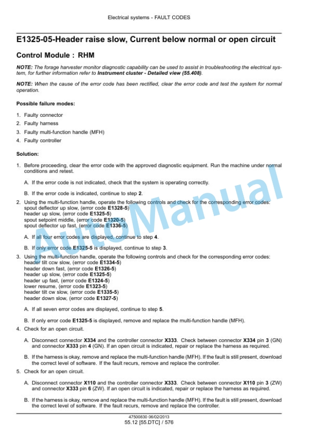 New Holland FR9040, FR9050, FR9060, FR9080, FR9090 Forage Harvester Service Manual 47500839-4