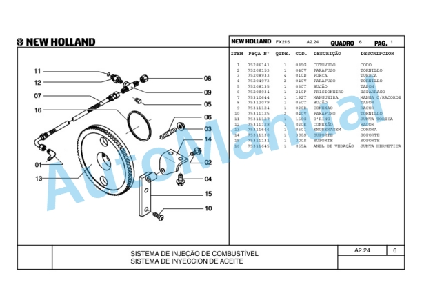 New Holland FX215 Hydraulic Excavator Parts Catalogue 75314384 BR-2