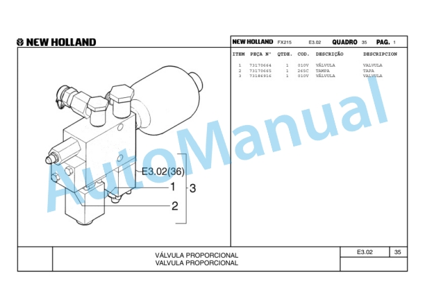 New Holland FX215 Hydraulic Excavator Parts Catalogue 75314384 BR-3