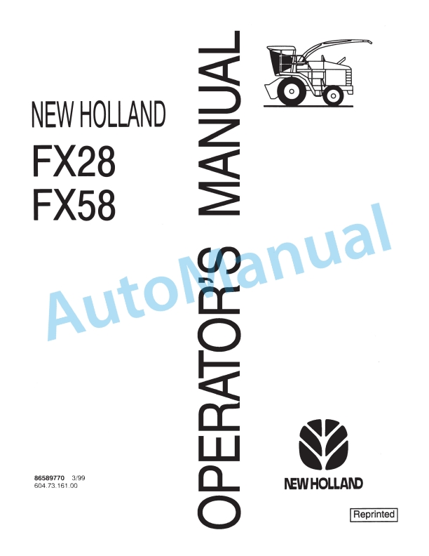 New Holland FX28, FX58 Operation and Maintenance Manual 86589770
