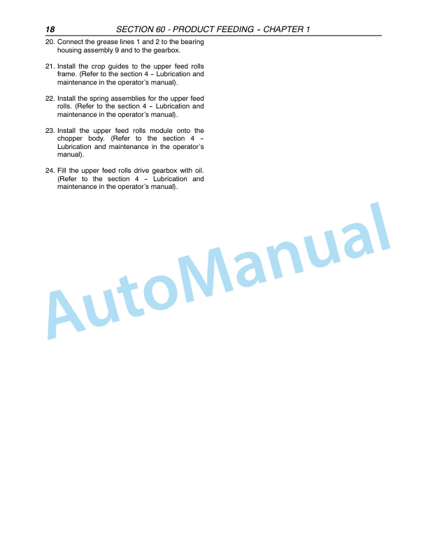 New Holland FX30, FX40, FX50, FX60 Forage Harvester Repair Manual 87342126-2