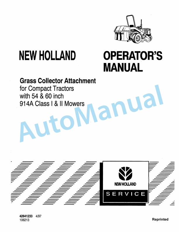 New Holland Grass Collector Attachment Operation and Maintenance Manual 42641233