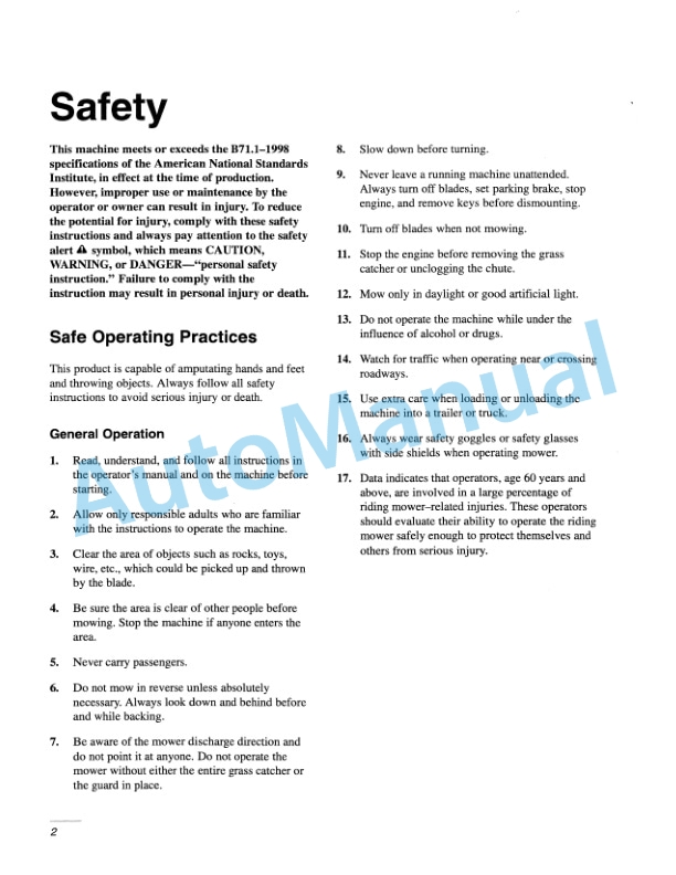 New Holland GT22 Garden Tractor Operation and Maintenance Manual 86602568-2