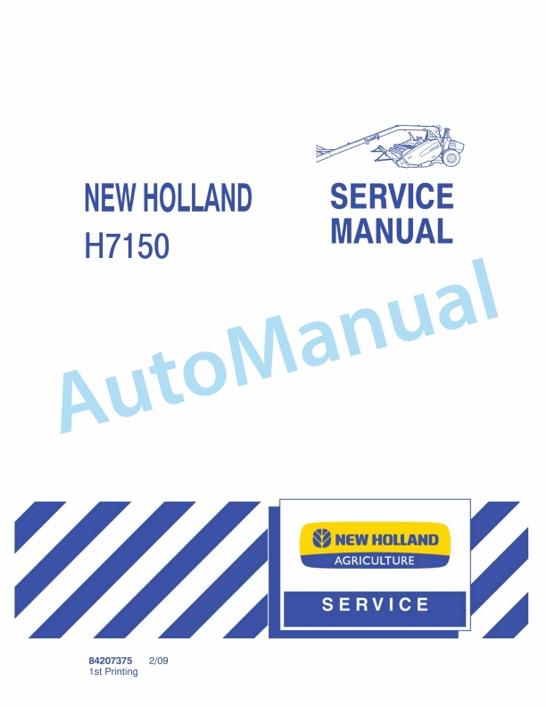 New Holland H7150 Service Manual 84207375
