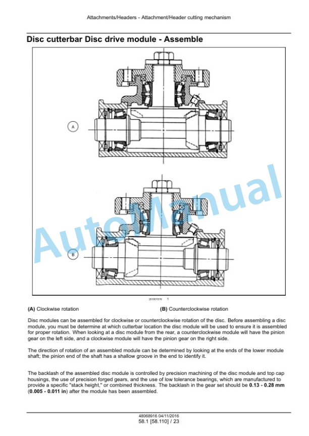 New Holland H7230, H7330 Discbine Mower Conditioner Service Manual 48068916-4