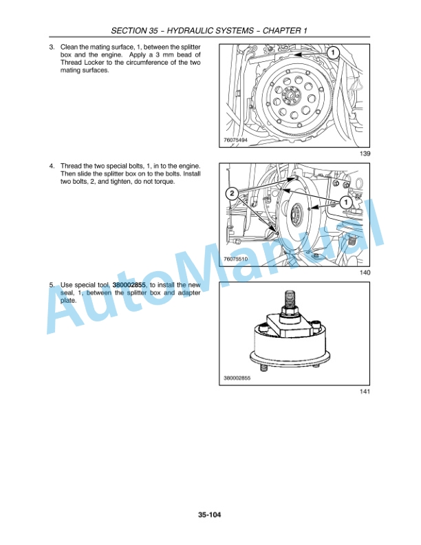Alternative view of New Holland H8060, H8080 Seft-Propelled Windrower Service Manual 84211415