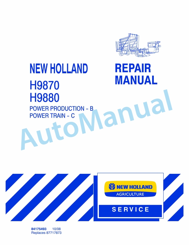 New Holland H9870, H9880 Bale Wagon Repair Manual 84175493
