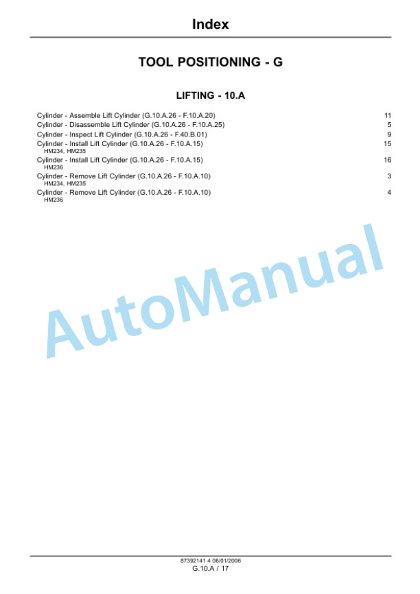 New Holland HM234, HM235, HM236 Disc Mower Repair Manual 87392141-5