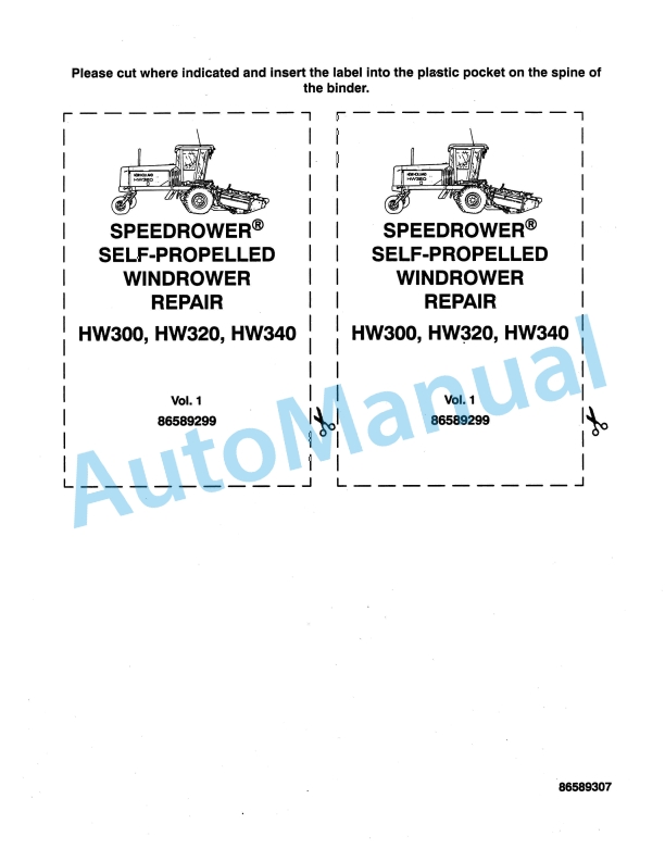New Holland HW300, HW320, HW340 Repair Manual 86589300