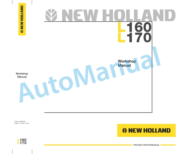 New Holland L160, L170 Skid Steer Workshop Manual 87634734