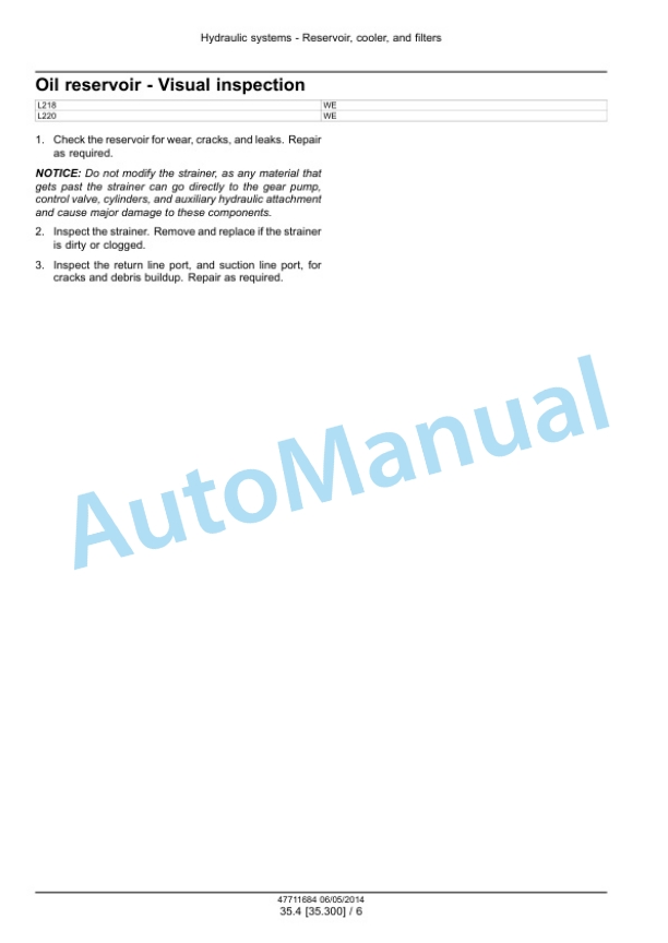 Alternative view of New Holland L218, L220 Tier 4B Final 200 Series Skid Steer Loader Service Manual 47711684