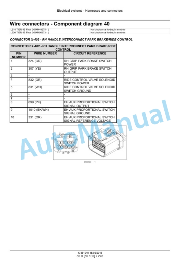 New Holland L218, L220 Tier 4B Final 200 Series Skid Steer Loader Service Manual 47888413-4
