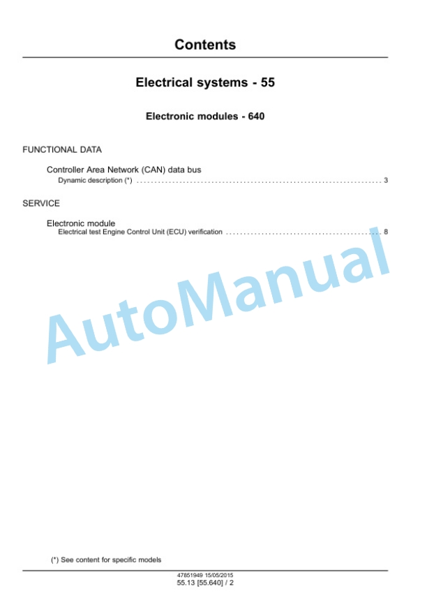 New Holland L218, L220 Tier 4B Final 200 Series Skid Steer Loader Service Manual 47888414-2