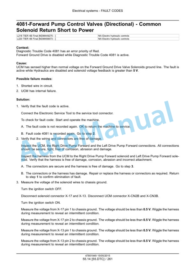 New Holland L218, L220 Tier 4B Final 200 Series Skid Steer Loader Service Manual 47888415-3